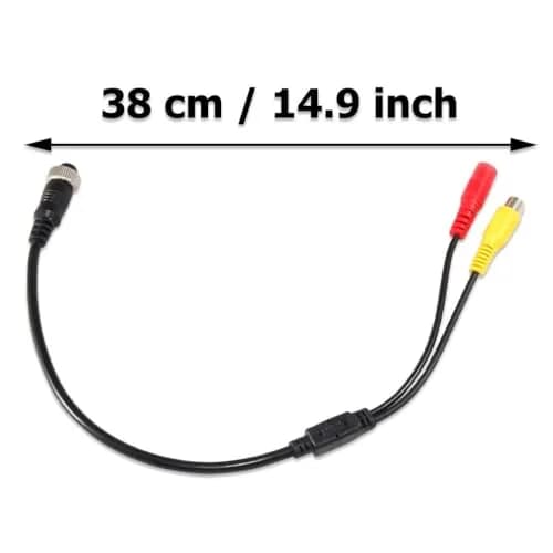 EWAY M12 4-Pin to RCA Video AV DC Female Connector Wire 38cm (14.9 inch) | Car Backup Camera Adapter Cable thumbnail 6