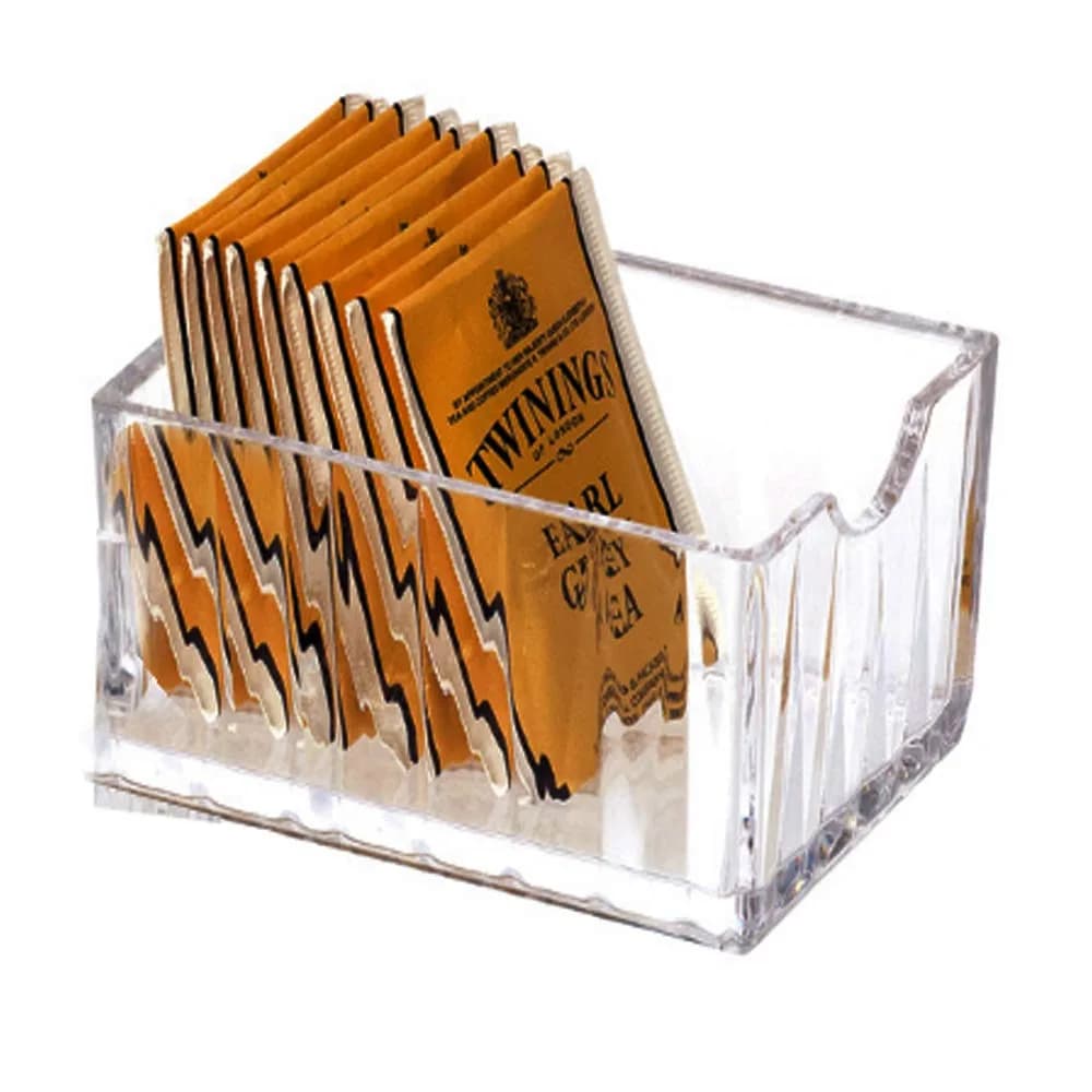 Yakri Acrylic Tea Bags Caddy Organizer, Small Packets, Sweeteners | Elegant Acrylic Chest for Tea & Coffee Storage