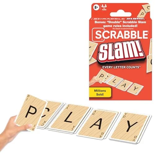 Winning Moves Scrabble Slam, Fast Paced Card Game Version of Scrabble | Quick, Family-Friendly Word Race (70-120 chars) thumbnail 1