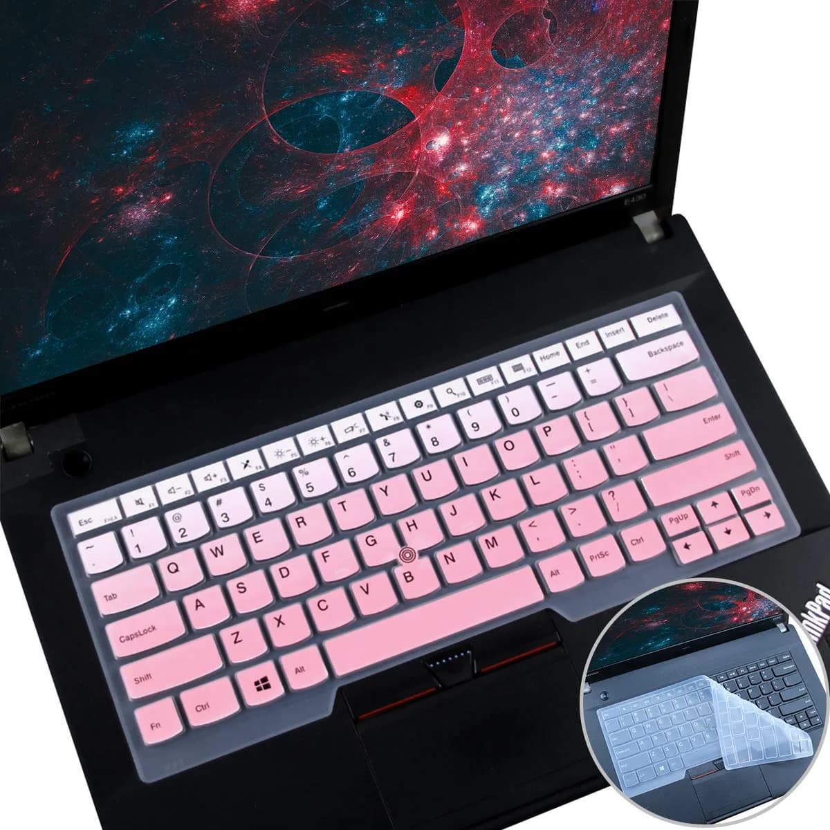 i-Tensodo 2 Pack Keyboard Cover for Lenovo Thinkpad X1 Carbon 14" 5th/6th/7th Gen, ThinkPad X1 Yoga Gen 3/4/5, T14 14" | US Layout Silicone Protector — OmbrePink+Clear
