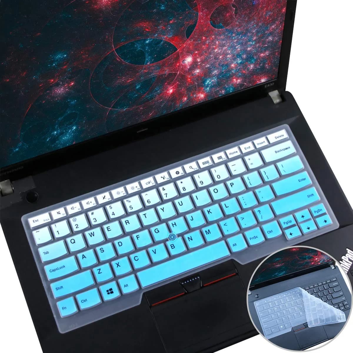 i-Tensodo Keyboard Cover for Lenovo ThinkPad X1 Carbon 14" 2017-2019 | Dust & Wear Protection — OmbreBlue+Clear
