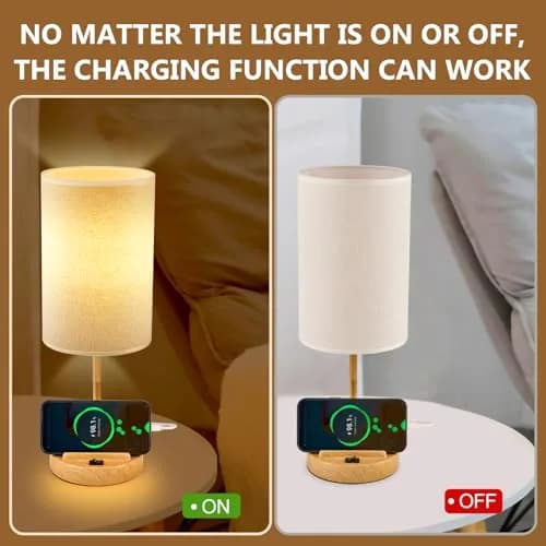 Dreamholder Table Lamp with 3 USB Ports & AC Outlet | Modern Nightstand Lamp for Bedroom & Office thumbnail 4
