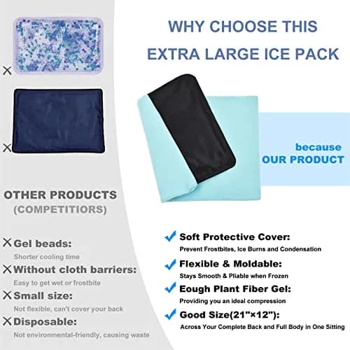 Tutmyrea Gel Soft Flexible Ice Packs for Injuries | Extra Large 12x21 Inch Cold Pack for Back & Body Relief thumbnail 4