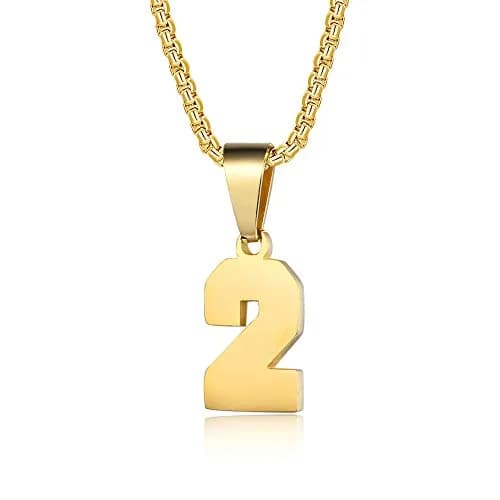 Susook Number Necklaces 18K Gold Plated Stainless Steel Pendant | Personalized Initial & Number Jewelry (2) thumbnail 1