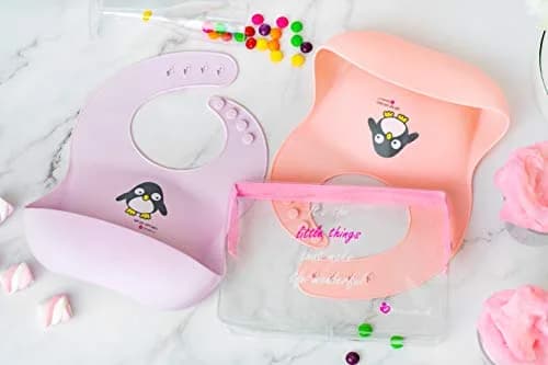 NatureBond Waterproof Baby Bibs Set of 2 with Pouch | Cotton Candy Pink & Macaron Lavender, 2-Pack thumbnail 8