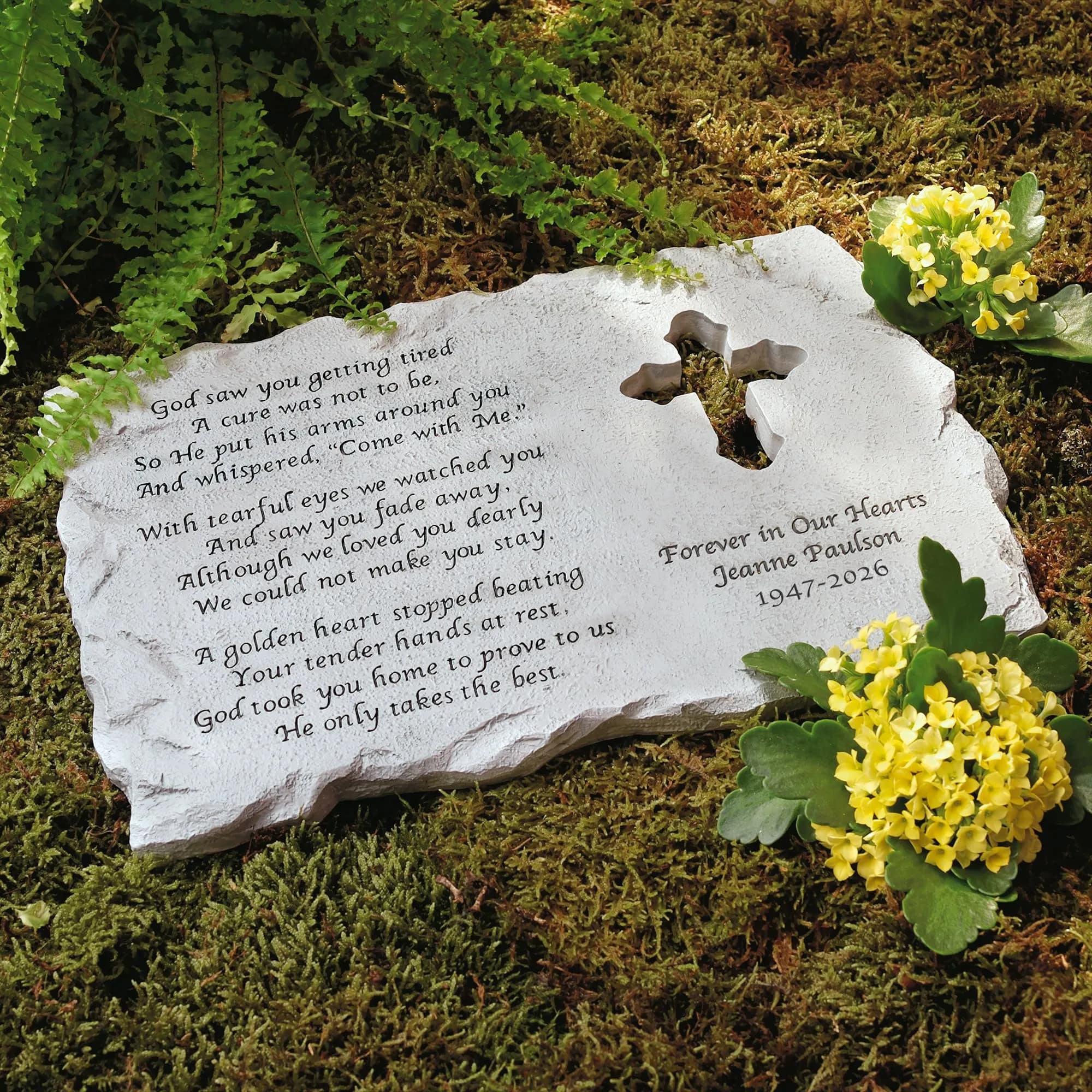 Let's Make Memories Personalized Cross Memorial Stone | Custom Grave Marker for Indoors & Outdoors — Cross Memorial