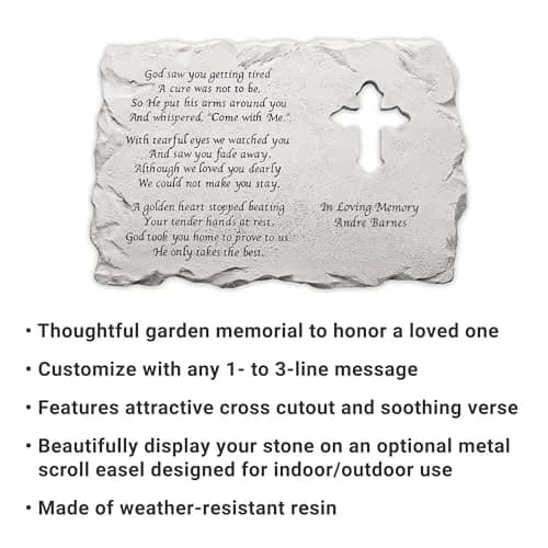Let's Make Memories Personalized Cross Memorial Stone | Custom Grave Marker for Indoors & Outdoors thumbnail 4