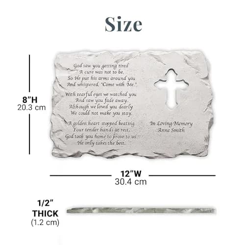 Let's Make Memories Personalized Cross Memorial Stone | Custom Grave Marker for Indoors & Outdoors thumbnail 8