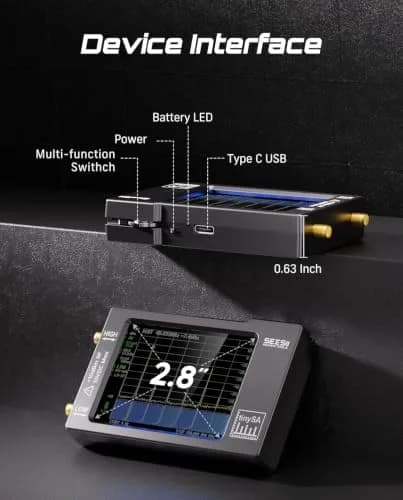 Seesii TinySA Spectrum Analyzer 0.1-960MHz | Portable RF Measurement & Signal Generator thumbnail 8