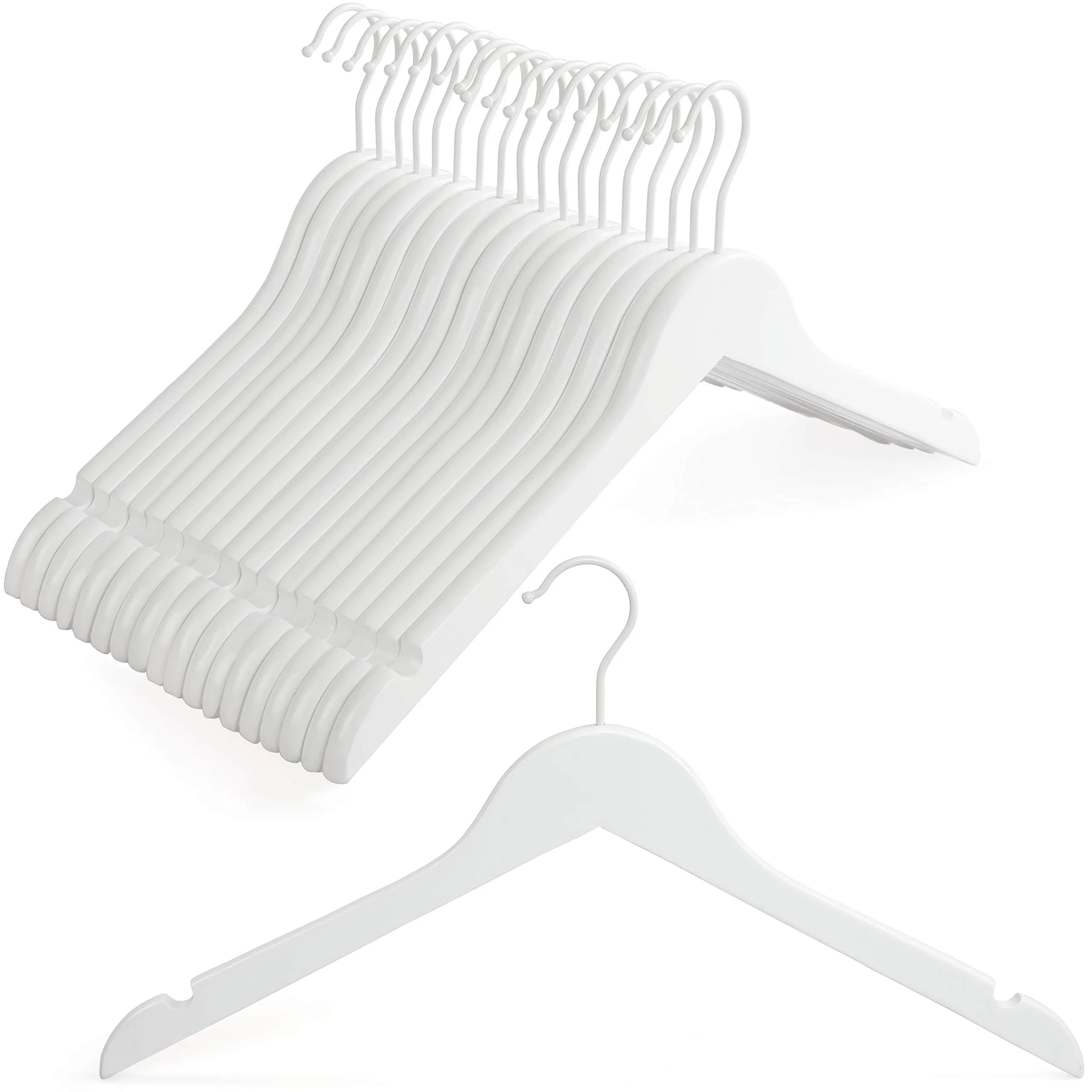 TOPIA HANGER Wooden Hangers 18 Pack | Premium Bride Hanger for Wedding Dress, White Wood Suit Coat Hanger with 360°Swivel White Hook