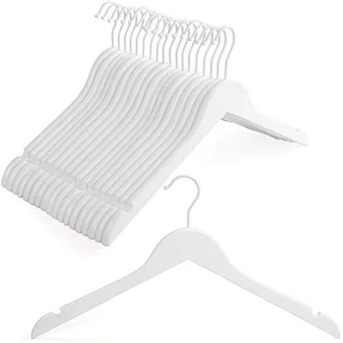 TOPIA HANGER Wooden Hangers 18 Pack | Premium Bride Hanger for Wedding Dress, White Wood Suit Coat Hanger with 360°Swivel White Hook thumbnail 1