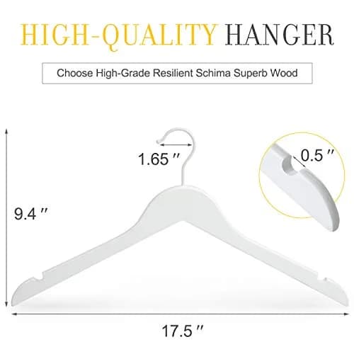TOPIA HANGER Wooden Hangers 18 Pack | Premium Bride Hanger for Wedding Dress, White Wood Suit Coat Hanger with 360°Swivel White Hook thumbnail 2