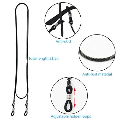 Jmkcoz Black Eyeglass Chain Necklace | 80cm (31.5 inch) Stainless Steel & Rubber thumbnail 2