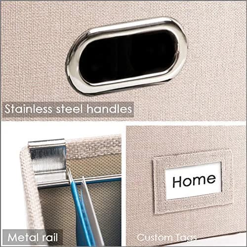 PRANDOM File Organizer Box with Lid, Collapsible Decorative Linen Filing Storage for Letter/Legal Size, 17x14x11.2 inch Light Grey | Organizes Documents for Office & Home thumbnail 6