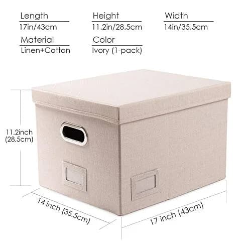 PRANDOM File Organizer Box with Lid, Collapsible Decorative Linen Filing Storage for Letter/Legal Size, 17x14x11.2 inch Light Grey | Organizes Documents for Office & Home thumbnail 7