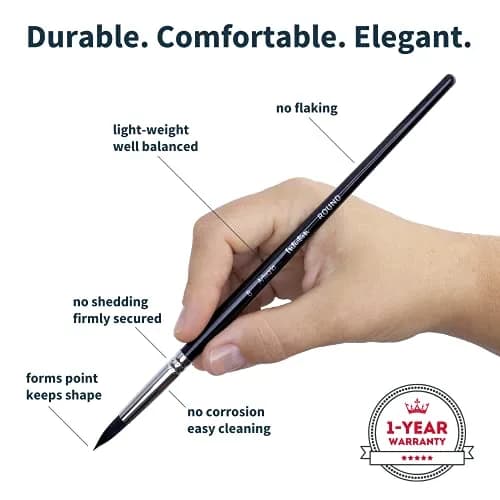 ARTEGRIA Watercolor Brush Set, 10 Soft Synthetic Squirrel Brushes with Dagger, Oval Wash, Flats & Rounds | Professional Grade, Pointed Rounds, Flats, Dagger and Oval Wash (Cat's Tongue) thumbnail 3
