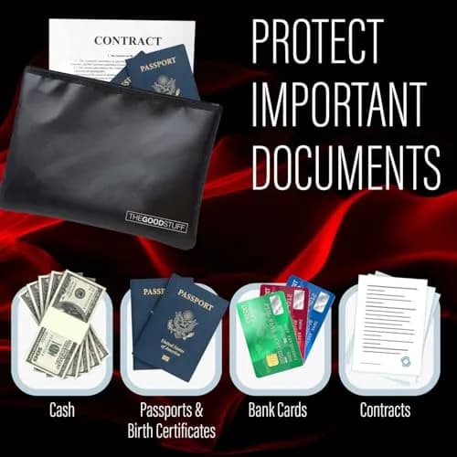 The Good Stuff Fireproof Document Pouch 25cm x 36cm (10"x13") | Protects Cash, Passports, Documents from Fire & Water thumbnail 3