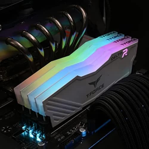 TEAMGROUP T-Force Delta RGB DDR4 16GB (2x8GB) 3600MHz CL18 White Desktop Gaming Memory Module Ram TF4D416G3600HC18JDC01 | High-Speed RAM for Gaming PCs thumbnail 3