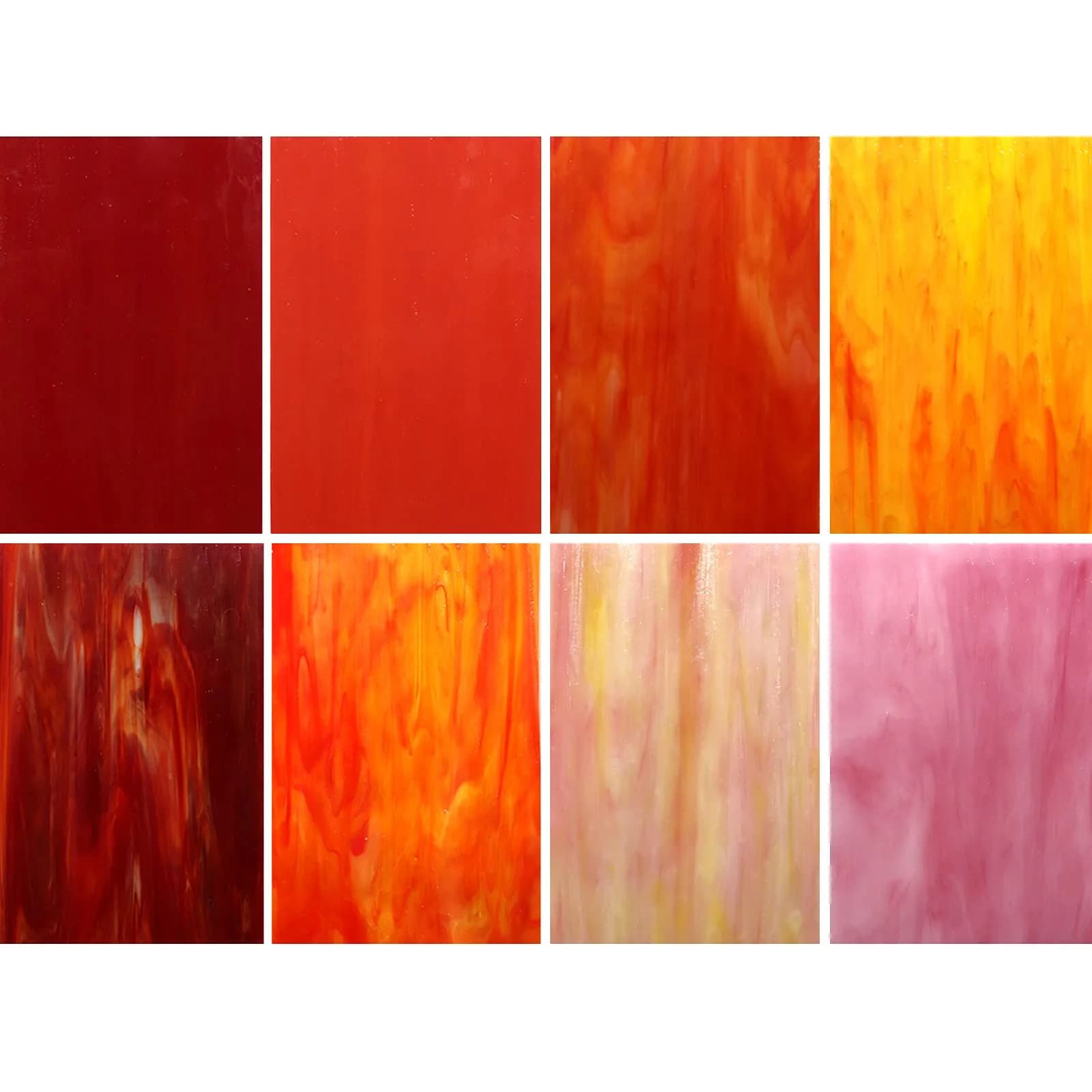 LITMIND Red Stained Glass Sheets Variety Pack 10.16cm x 15.24cm (4 x 6 inches) | 8 Sheets for Mosaic Art Projects — Shades of Red