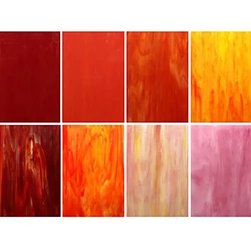 LITMIND Red Stained Glass Sheets Variety Pack 10.16cm x 15.24cm (4 x 6 inches) | 8 Sheets for Mosaic Art Projects thumbnail 1