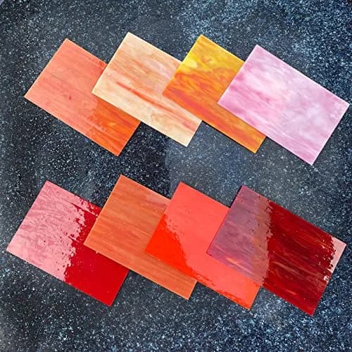 LITMIND Red Stained Glass Sheets Variety Pack 10.16cm x 15.24cm (4 x 6 inches) | 8 Sheets for Mosaic Art Projects thumbnail 5