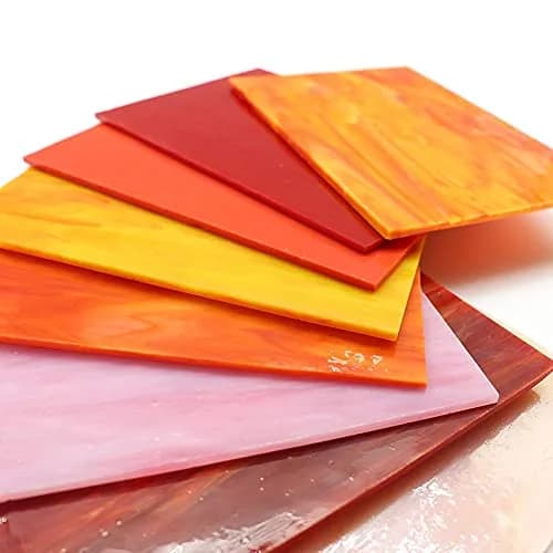 LITMIND Red Stained Glass Sheets Variety Pack 10.16cm x 15.24cm (4 x 6 inches) | 8 Sheets for Mosaic Art Projects thumbnail 2