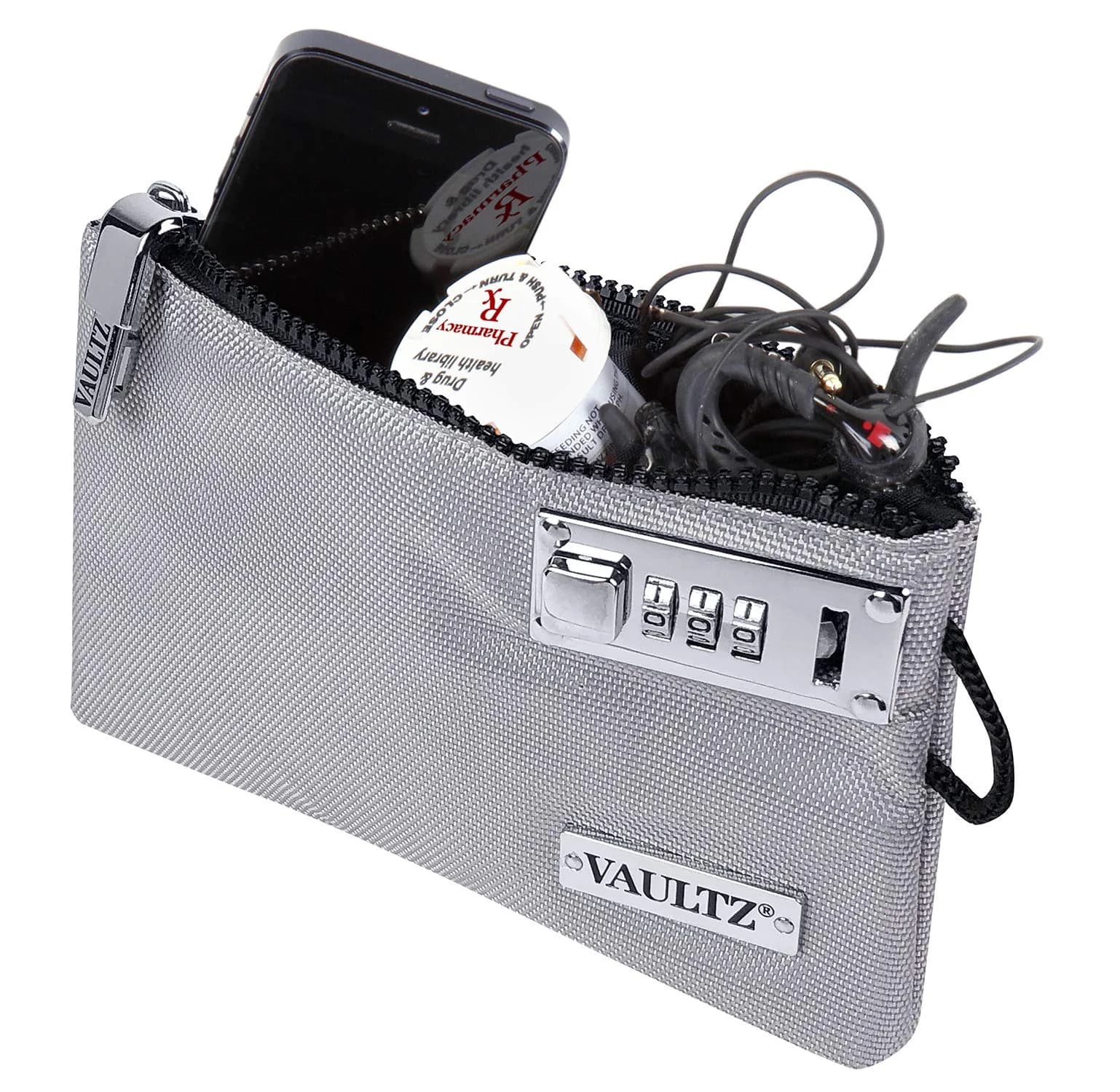 Vaultz Gray Locking Accessories Pouch, 5x8 Inches - Secure Zippered Storage with Patented Lock - view 2