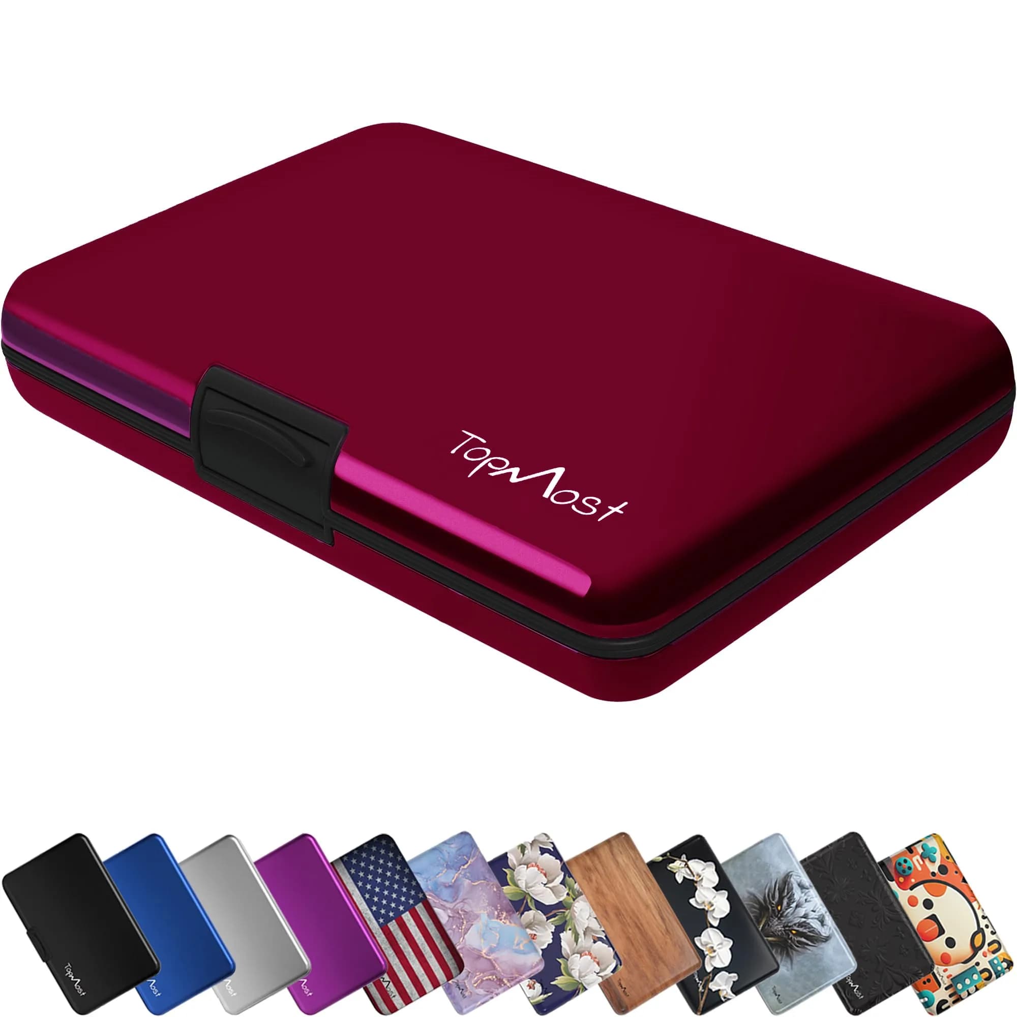 TopMost Aluminum Credit Card Holder, RFID Blocking Wallet for Women & Men - Silver | Holds 12 Cards — Purple