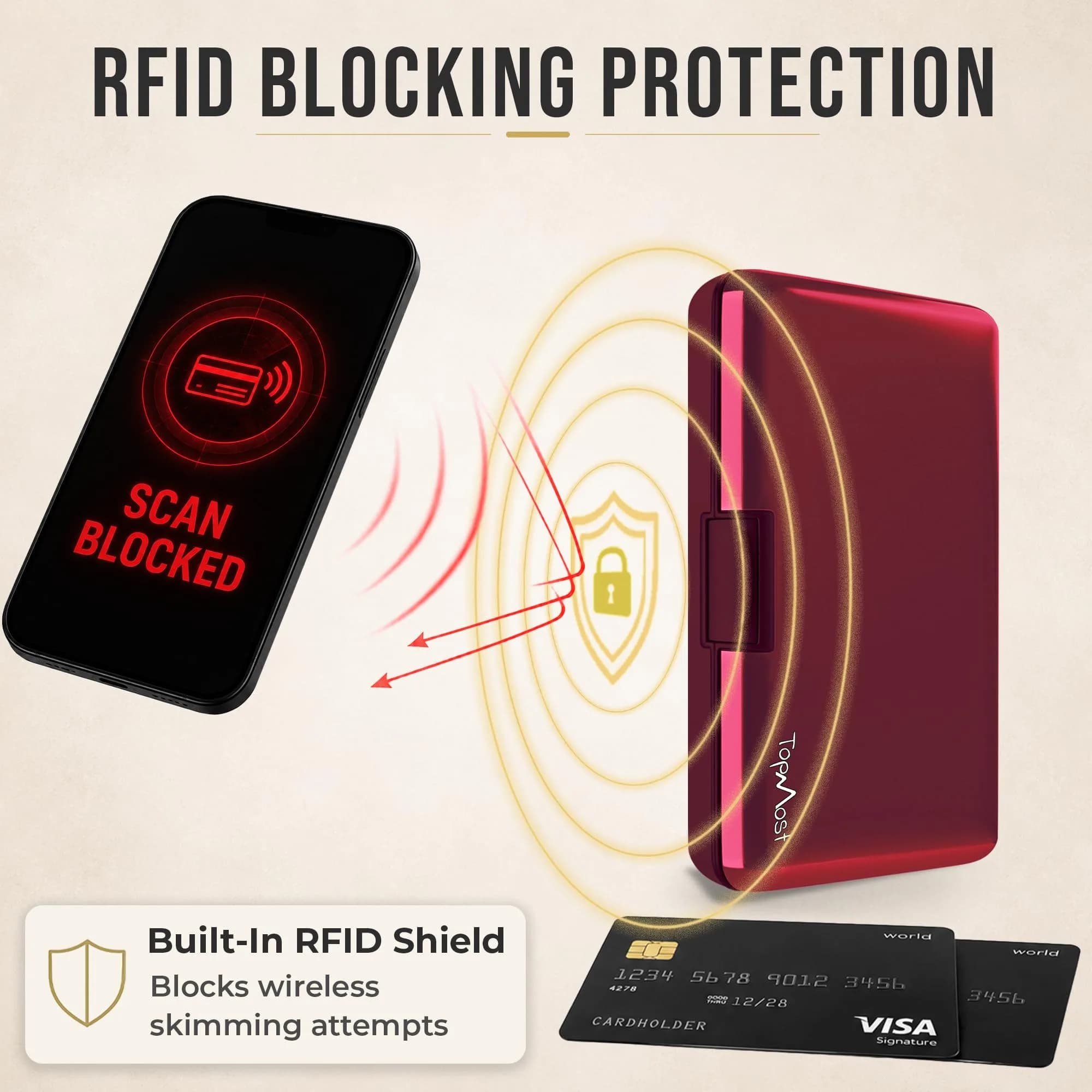 TopMost Aluminum RFID Blocking Credit Card Holder | Slim Metal Wallet for Men & Women, Purple thumbnail 5