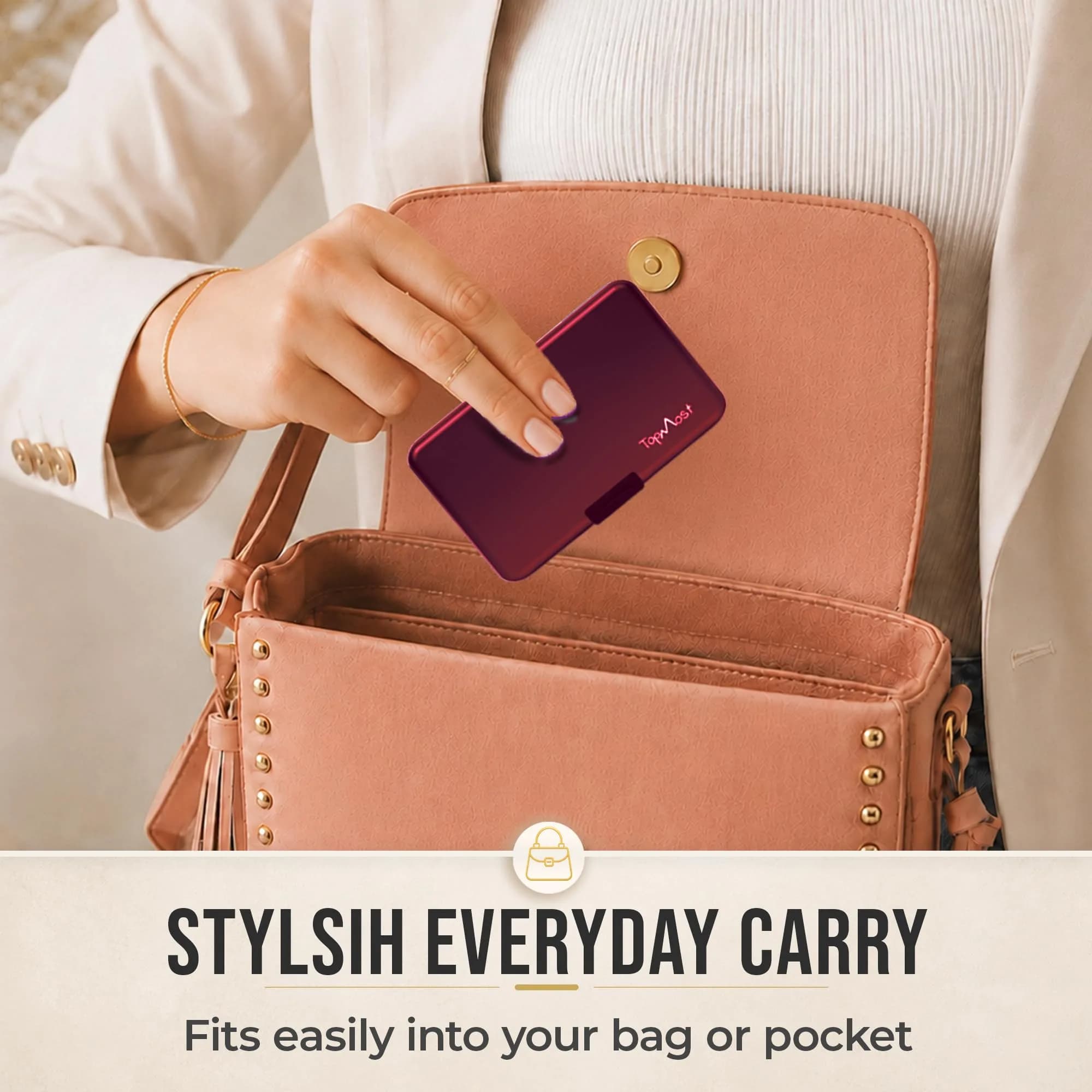 TopMost Aluminum RFID Blocking Credit Card Holder | Slim Metal Wallet for Men & Women, Purple thumbnail 3