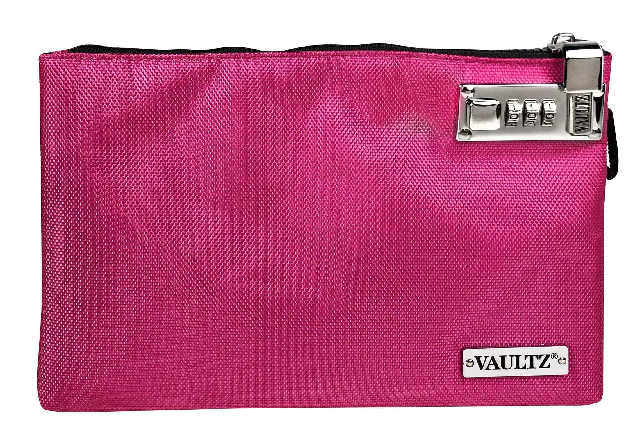 Vaultz Pink Locking Accessories Pouch, Zippered Storage, 7x10 Inches | Secure Valuables with Patented Lock - main product image