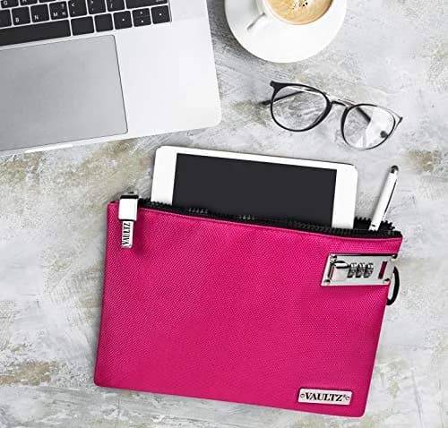 Vaultz Locking Money Bag - 7 x 10 Inches, Pink | Secure Personal Valuables thumbnail 5