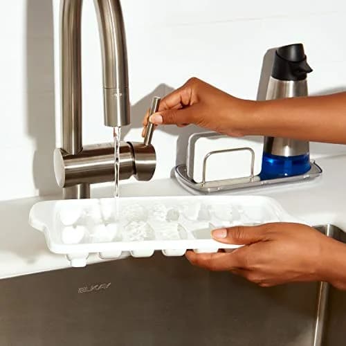 OXO Good Grips Flexible Ice Cube Tray with Lid - 2 Pack, Blue & White | Easy Release Rounded Cubes thumbnail 7