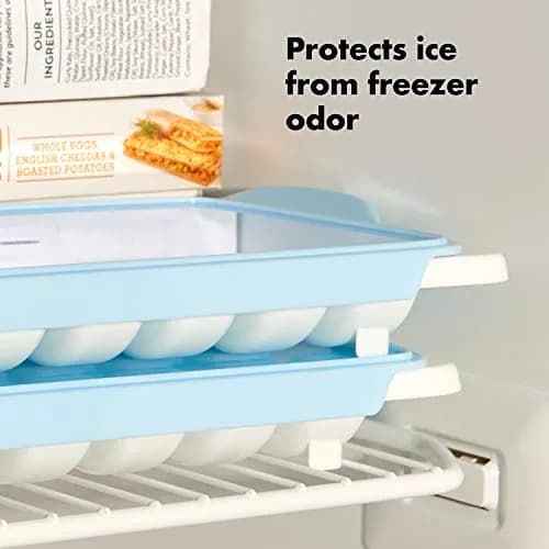 OXO Good Grips Flexible Ice Cube Tray with Lid - 2 Pack, Blue & White | Easy Release Rounded Cubes thumbnail 4