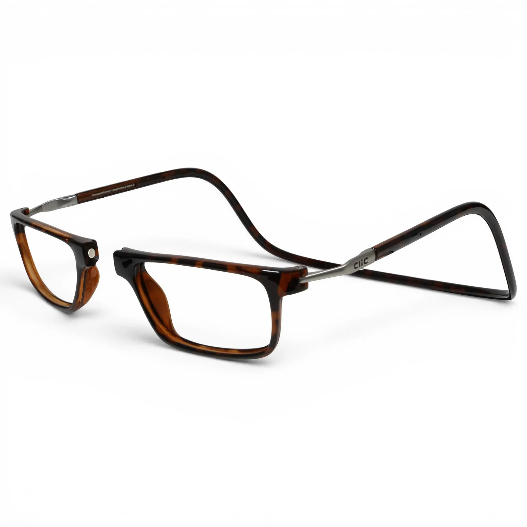 Clic Magnetic Reading Glasses - Executive XL (XL-XXL) - Rigid Headband | Neck Hanging, Durable, Adjustable Fit, Tortoise, +1.25 — Tortoise