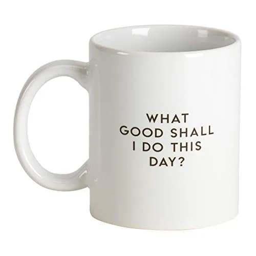 Dicksons What Good Shall I Do Today? Black 11oz Ceramic Novelty Coffee Mug | Inspirational Gift for Coffee Lovers thumbnail 1