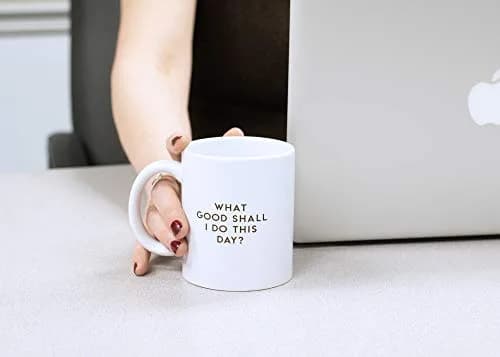 Dicksons What Good Shall I Do Today? Black 11oz Ceramic Novelty Coffee Mug | Inspirational Gift for Coffee Lovers thumbnail 4