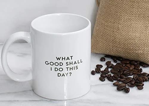 Dicksons What Good Shall I Do Today? Black 11oz Ceramic Novelty Coffee Mug | Inspirational Gift for Coffee Lovers thumbnail 2