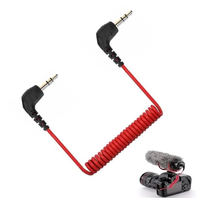 ienza Camera TRS Patch Cable for DSLR & Camcorders | Noise-Reducing 3.5mm TRS Male to Male, Black & Red thumbnail 1