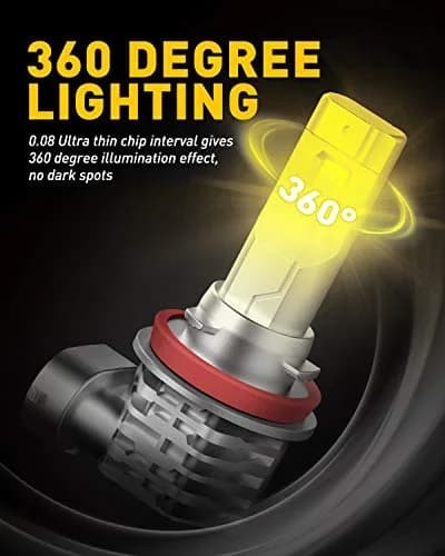 AUXITO H11/H8/H16 LED Fog Light Bulbs 3000K Golden Yellow (2-Pack, 6000LM) | CSP LED Chips, Fanless Design thumbnail 3