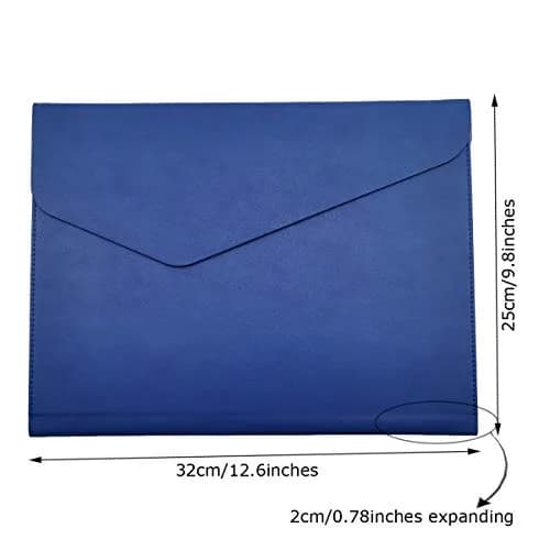 enyuwlcm PU Leather A4 File Folder Waterproof Document Holder Blue | Elegant & Large Capacity thumbnail 2