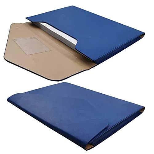 enyuwlcm PU Leather A4 File Folder Waterproof Document Holder Blue | Elegant & Large Capacity thumbnail 3
