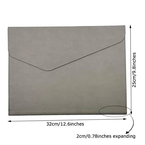 enyuwlcm PU Leather A4 File Folder Waterproof Document Holder Gray | Elegant & Large Capacity thumbnail 2