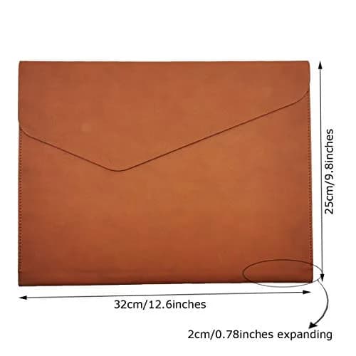 enyuwlcm PU Leather A4 File Folder Waterproof Document Holder with Magnetic Closure Brown | Elegant & Large Capacity thumbnail 2