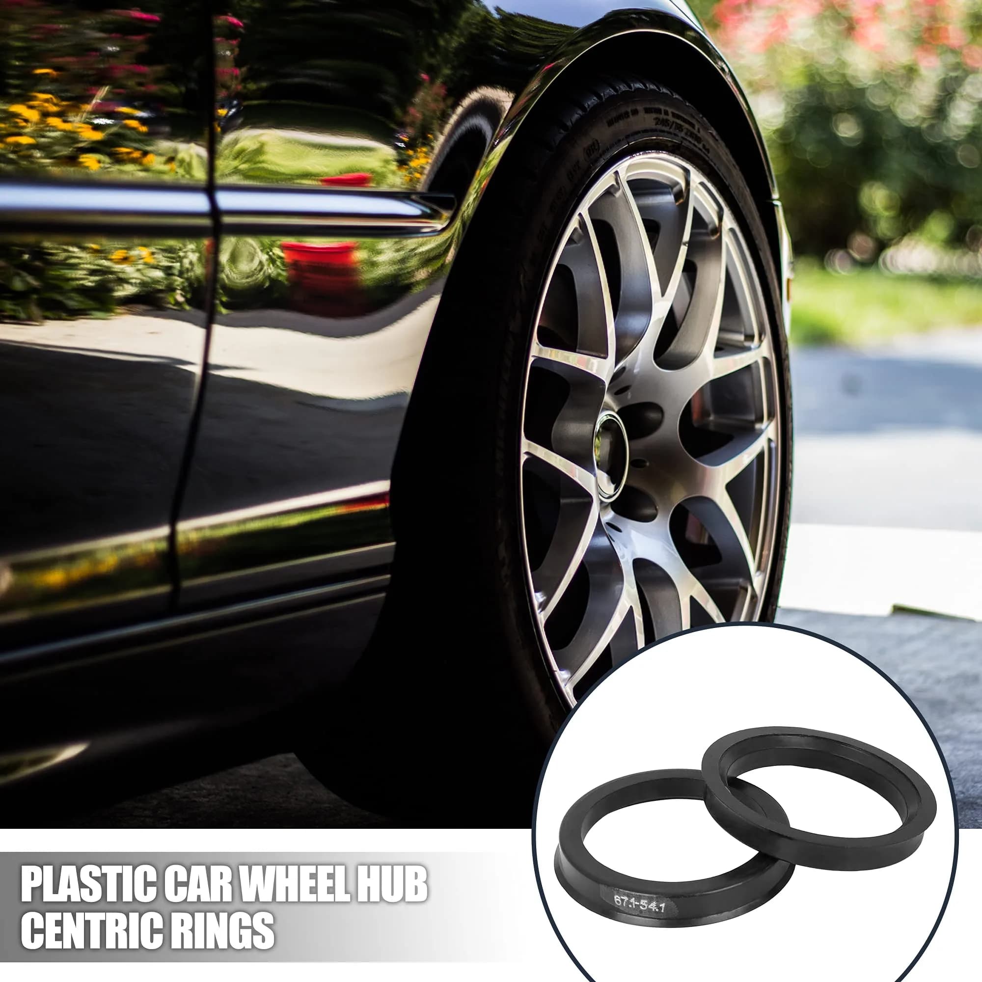 X AUTOHAUX Black Plastic Hub Centric Rings 67.1mm OD to 54.1mm ID | Eliminate Steering Wheel Vibrations - view 2