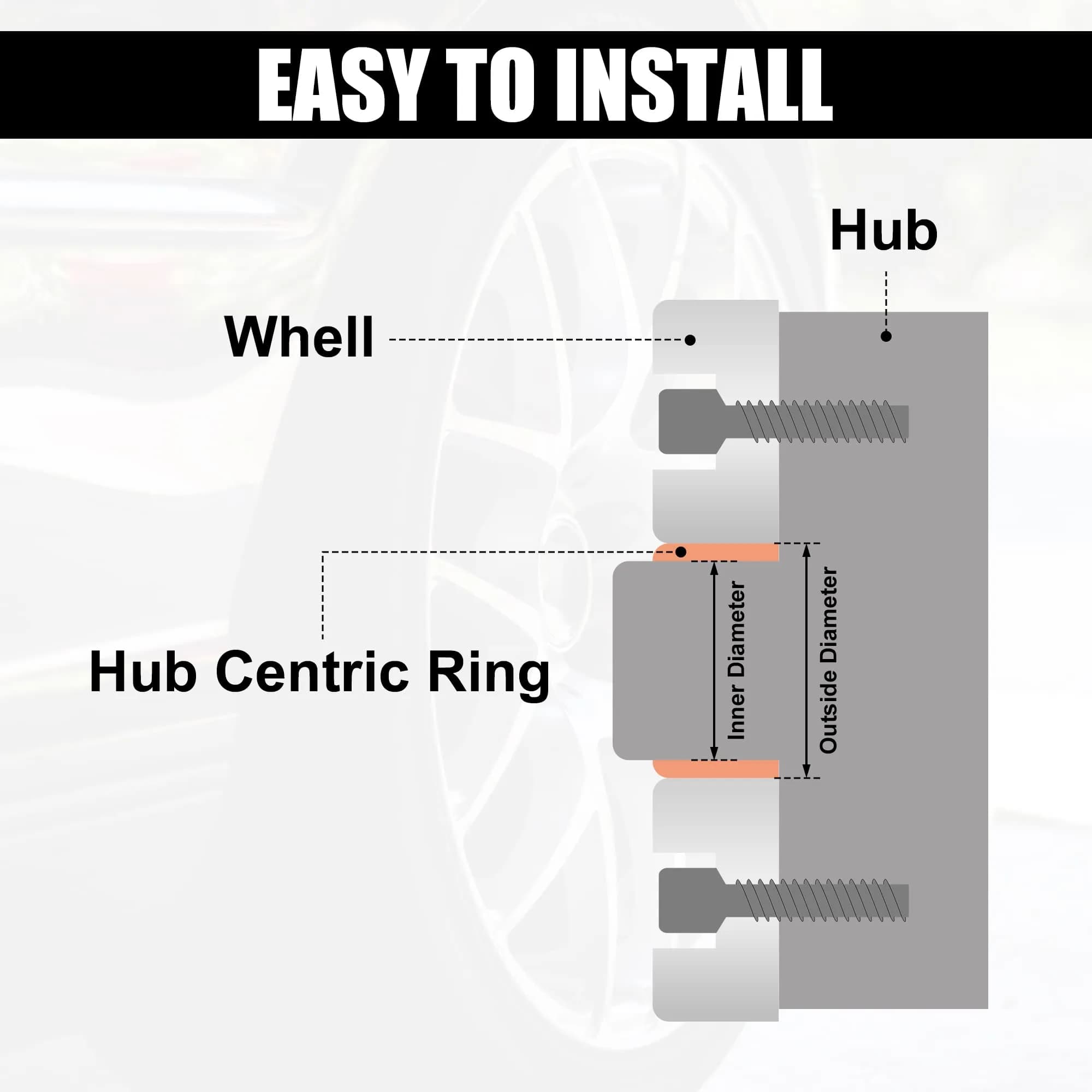 X AUTOHAUX Black Plastic Hub Centric Rings 67.1mm OD to 54.1mm ID | Eliminate Steering Wheel Vibrations - view 3