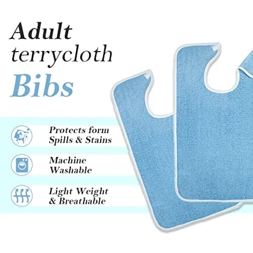 Avalon Towels Adult Terry Cloth Bibs for Eating, 18" x 30" (12-Pack, Blue) | Full Coverage Clothing Protectors thumbnail 5