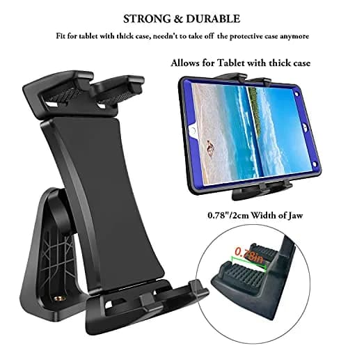 Peastrex iPad Tripod Mount Adapter 12.9in | 360° Rotatable Tablet Clamp Holder for iPad Pro & More thumbnail 2