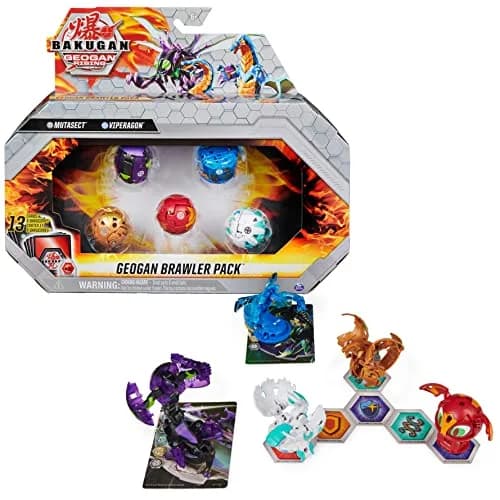 Bakugan Legends Collection Pack 4-Pack with Nova, Ultra, Geogan, Dragonoid Nova, Trox Ultra, and 6 BakuCores | ASTM-Tested Toy Figure — Geogan Brawler Pack