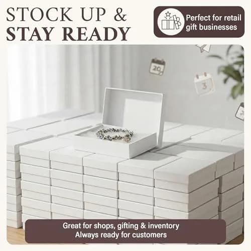 RJ Displays White Swirl Jewelry Gift Boxes 5.25" x 3.75" x 1" (25-Pack) | Protects Jewelry During Shipping thumbnail 4